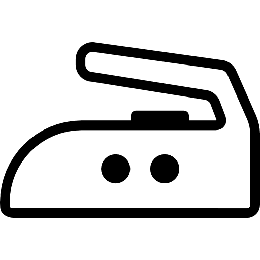 Iron side outline with two dots washing two irons icon Iron side outline with two dots washing two irons icon