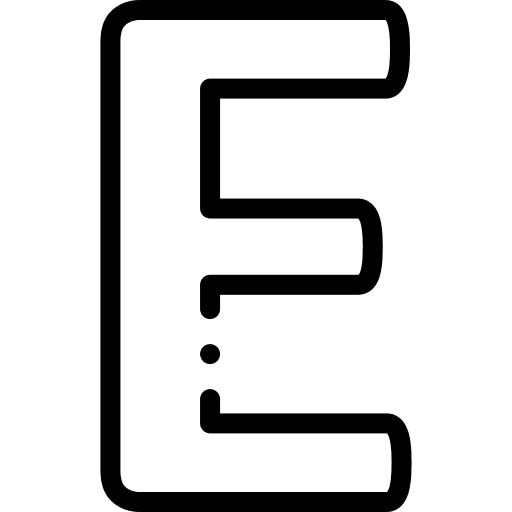E typographical writing letter icon
