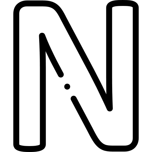 N alphabet consonant typographical icon N alphabet consonant typographical icon