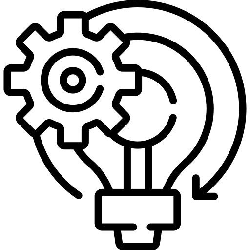 Innovation electricity cogwheel light bulb icon Innovation electricity cogwheel light bulb icon