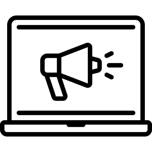 Laptop commerce and shopping advertising online marketing icon