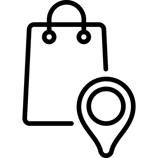 Shopping bag online store commerce and shopping pin icon