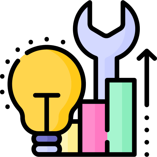 Improvement improvement bar chart light bulb icon