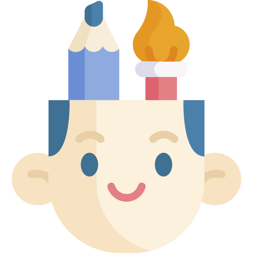 Thinking head pencil brush icon Thinking head pencil brush icon