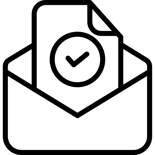 Message confirmation check mark mail icon