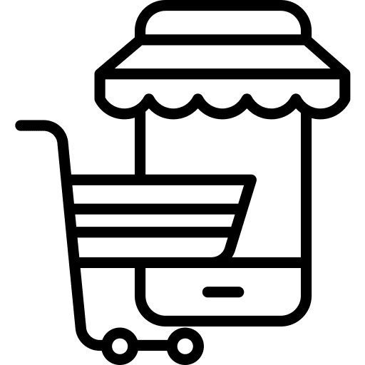 Shopping online supermarket smartphone cart icon