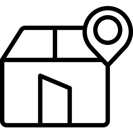 Box box shipping and delivery location icon