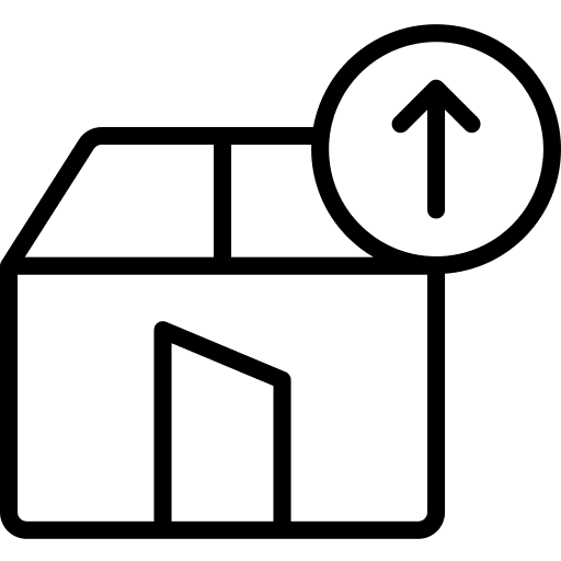 Unboxing square interface up arrow icon