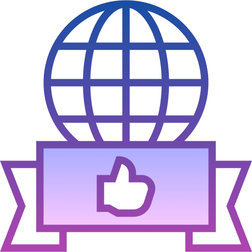 Global ribbon thumbs up world icon Global ribbon thumbs up world icon