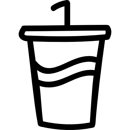 Soda glass with a straw hand drawn symbol glass beverage symbol icon