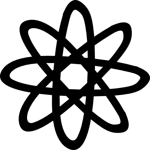 Atom hand drawn symbol shape atom three icon