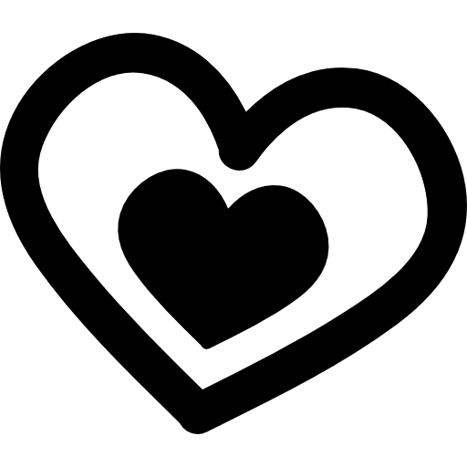 Love hand drawn couple of hearts symbolic heart shape icon