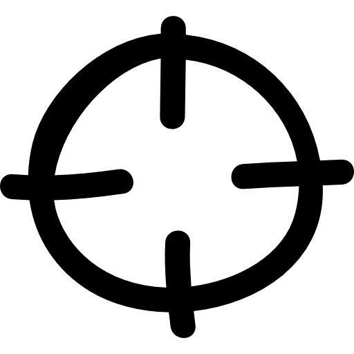 Target hand drawn circle cross circle objective icon