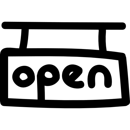 Open commercial signal hand drawn outline opening hours symbol sign icon