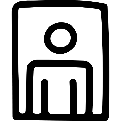 User hand drawn outline in a rectangle user rectangle outline icon