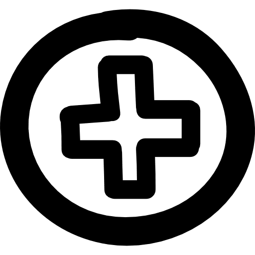 Plus sign button hand drawn circle and cross outlines circular interface read more icon