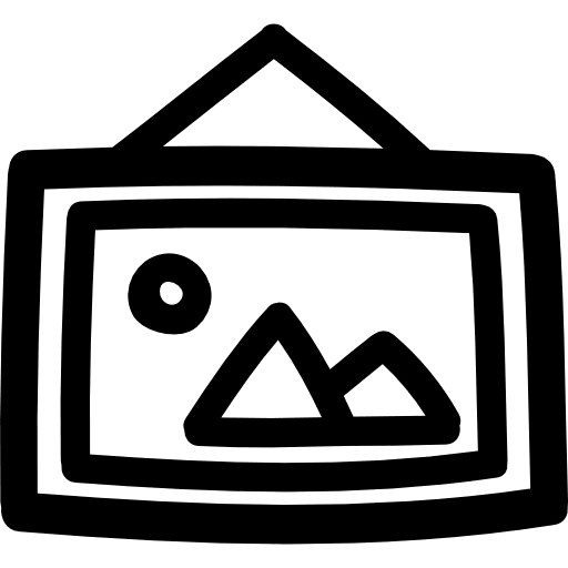 Picture hanging in a frame hand drawn symbol picture image frame icon