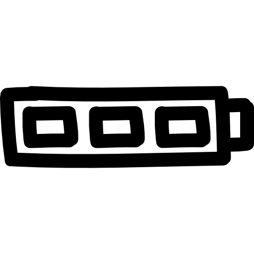 Full battery symbol hand drawn outline full energy charge icon