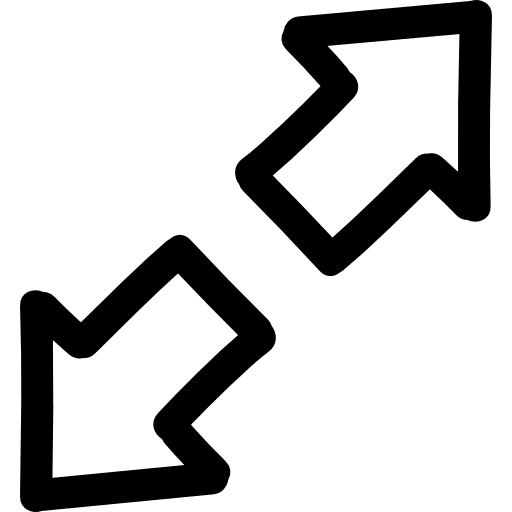 Expand hand drawn interface symbol of two opposite arrows outlines outlined large arrows icon