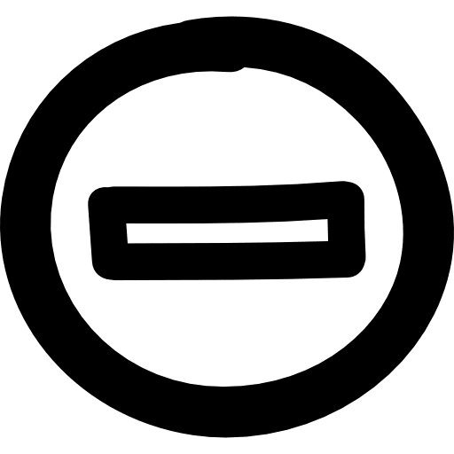 Minus sign in a circle hand drawn outlines button sign symbol icon