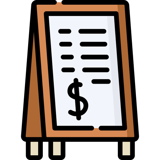 Price list menu signaling daily specials board icon