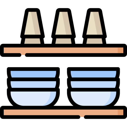 Tableware kitchen shelves cupboard restaurant icon Tableware kitchen shelves cupboard restaurant icon
