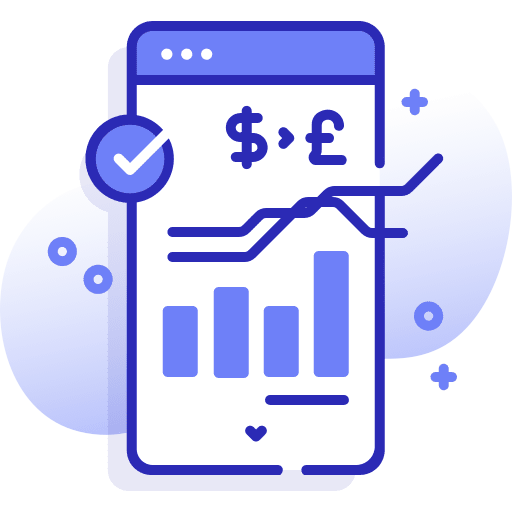 Stocks smartphone marketing phone icon Stocks smartphone marketing phone icon