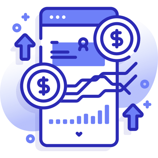 Stocks phone cellphone marketing icon Stocks phone cellphone marketing icon