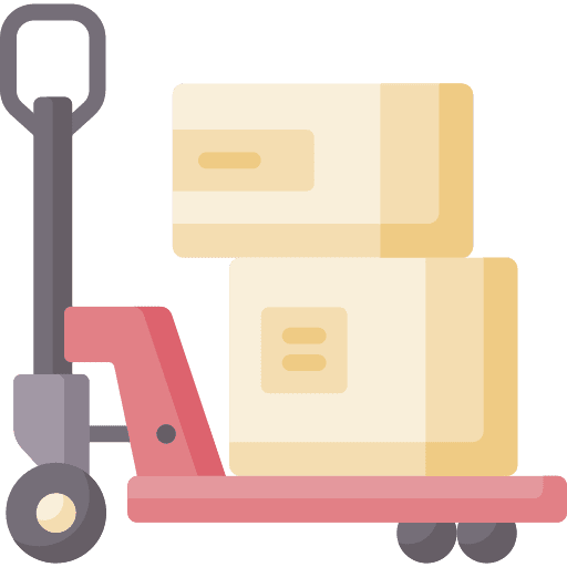 Stock trolley logistic box icon