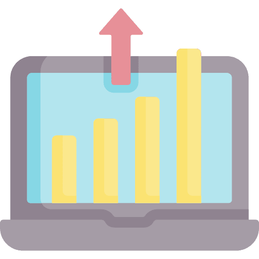 Growth laptop bar chart computer icon Growth laptop bar chart computer icon