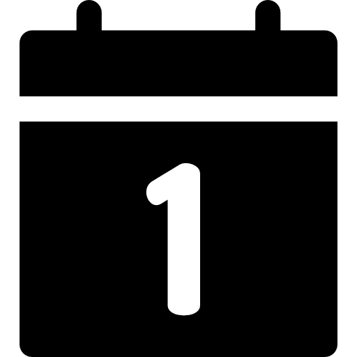 Number 1 number 1 day calendar icon