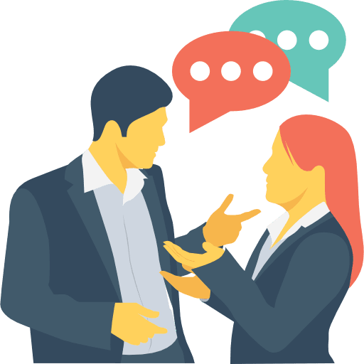 Conversation businessman face to face talking icon