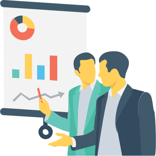 Presentation data analytics people business icon
