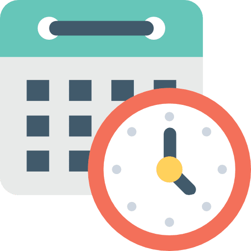 Calendar time and date follow up administration icon