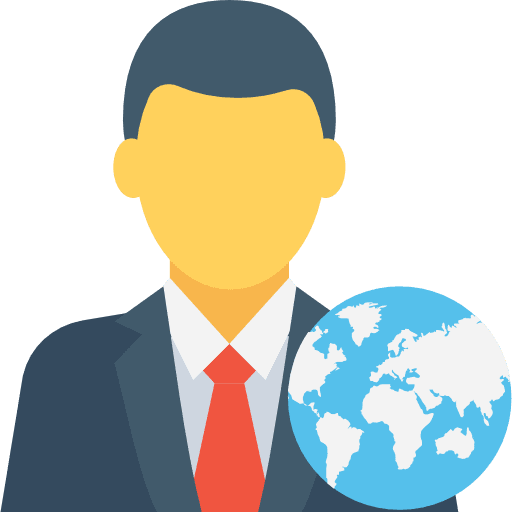 Businessman earth grid avatar worldwide icon