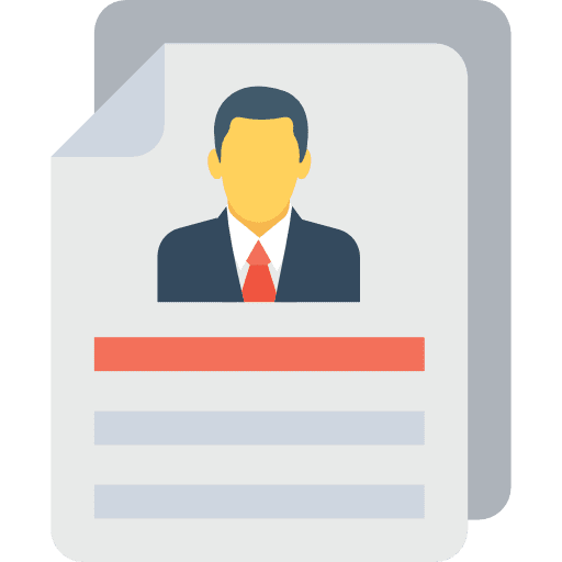 Curriculum business and finance working job profile icon