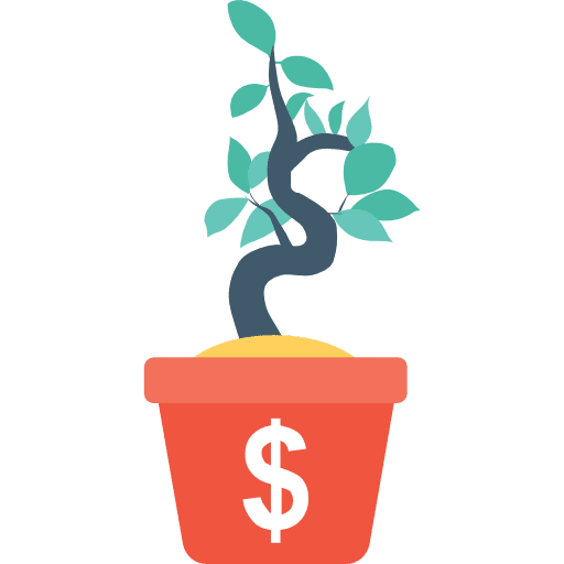 Growth business and finance currency plant icon