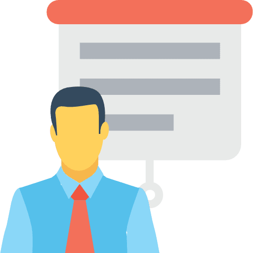 Presentation finances chart businessman icon