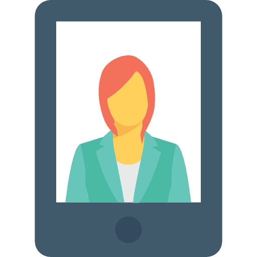 Videocall responsive smartphone businesswoman icon