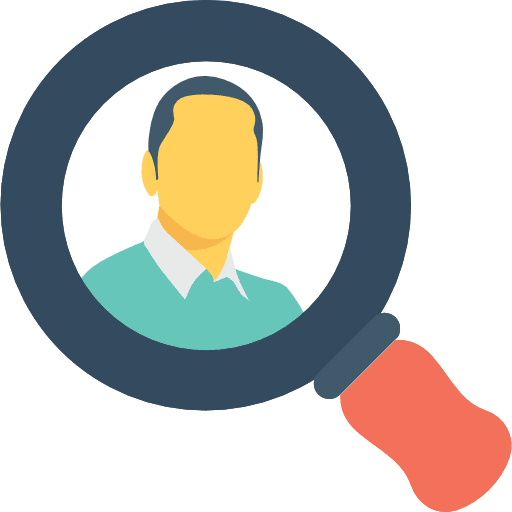Job search business and finance job magnifying glass icon