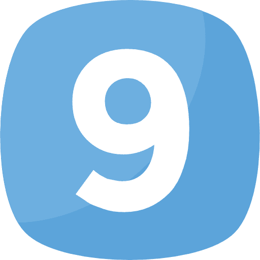 Nine shapes and symbols signaling nine icon