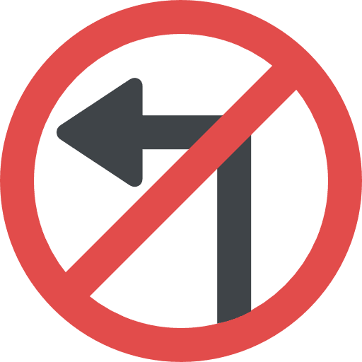 No turn left circulation shapes and symbols icon
