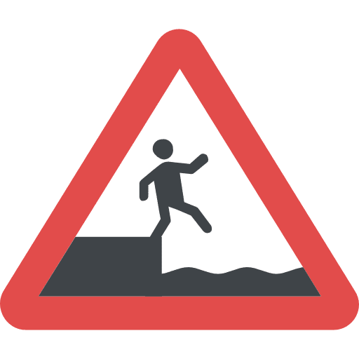 Slippery danger shapes and symbols signaling icon