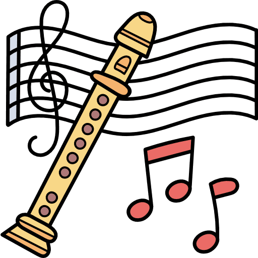 Flute music and multimedia orchestra music instrument icon