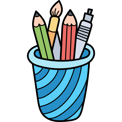 Pencil case school material writing school supplies icon