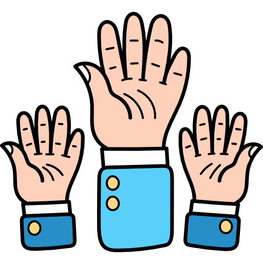 Raise hand hands and gestures education group icon