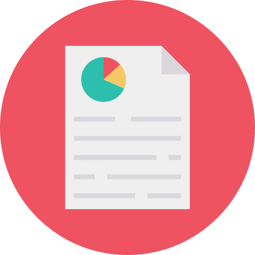 Pie chart document statistics report icon