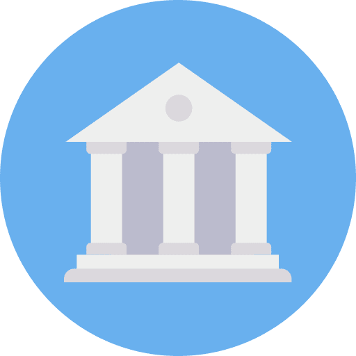 Bank architecture and city government temple icon