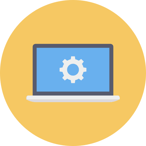Laptop cogwheel screen configuration icon