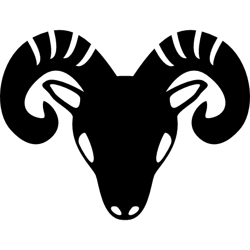 Aries zodiac symbol of frontal goat head sign aries symbol icon